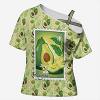 Aloha Hawaii Avocado Cross Shoulder Shirt Hawaiian Fruit Stylized Stamp LT14 Female Green - Polynesian Pride