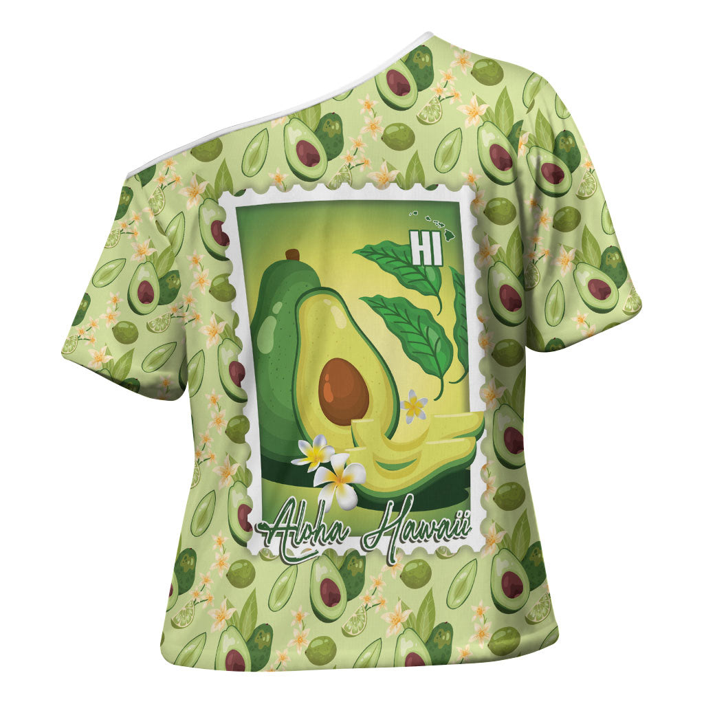Aloha Hawaii Avocado Cross Shoulder Shirt Hawaiian Fruit Stylized Stamp LT14 - Polynesian Pride