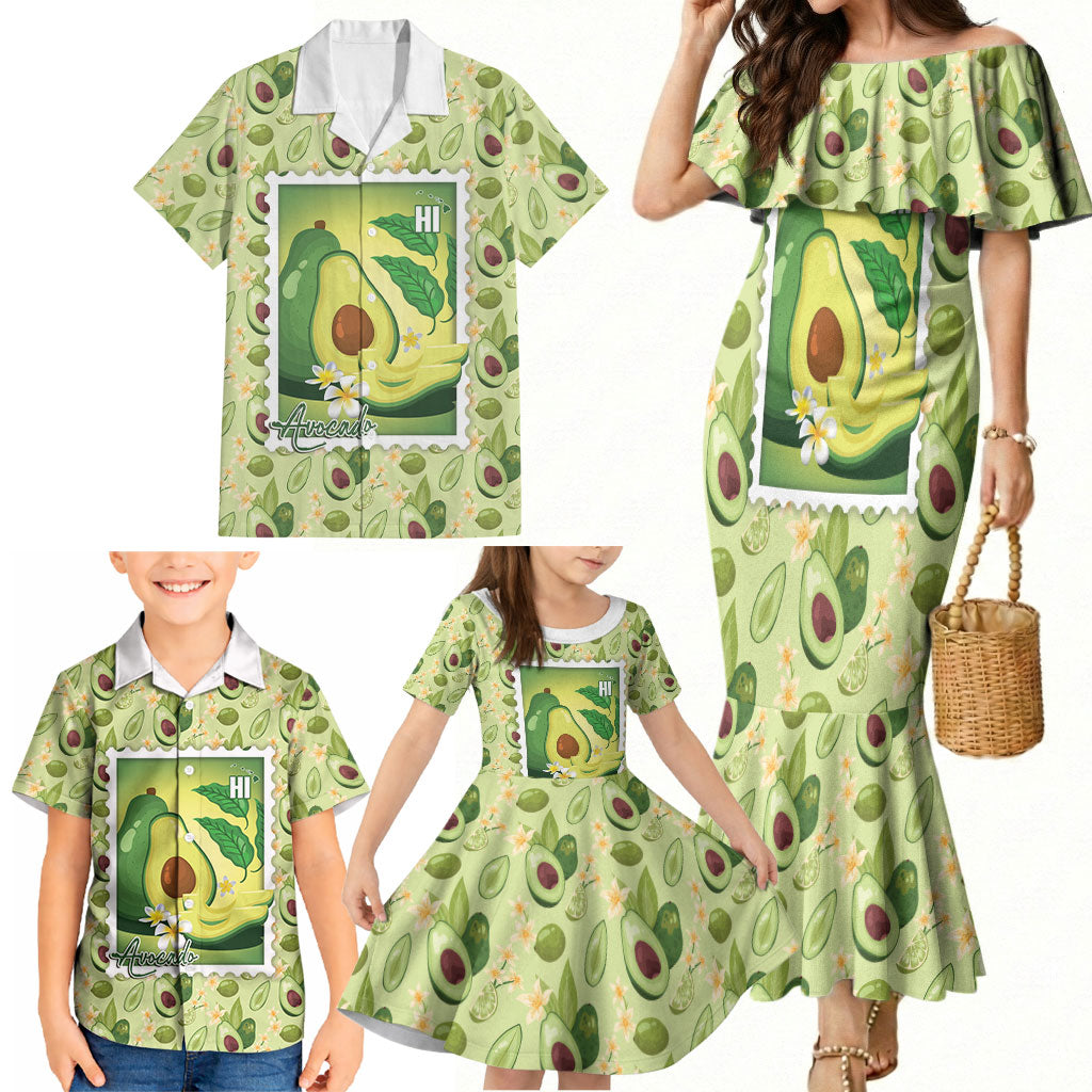Aloha Hawaii Avocado Family Matching Mermaid Dress and Hawaiian Shirt Hawaiian Fruit Stylized Stamp LT14 - Polynesian Pride