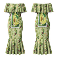 Aloha Hawaii Avocado Family Matching Mermaid Dress and Hawaiian Shirt Hawaiian Fruit Stylized Stamp LT14 Mom's Dress Green - Polynesian Pride
