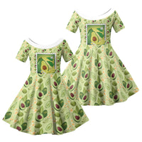 Aloha Hawaii Avocado Family Matching Mermaid Dress and Hawaiian Shirt Hawaiian Fruit Stylized Stamp LT14 Daughter's Dress Green - Polynesian Pride