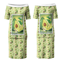 Aloha Hawaii Avocado Family Matching Puletasi and Hawaiian Shirt Hawaiian Fruit Stylized Stamp LT14 Mom's Dress Green - Polynesian Pride