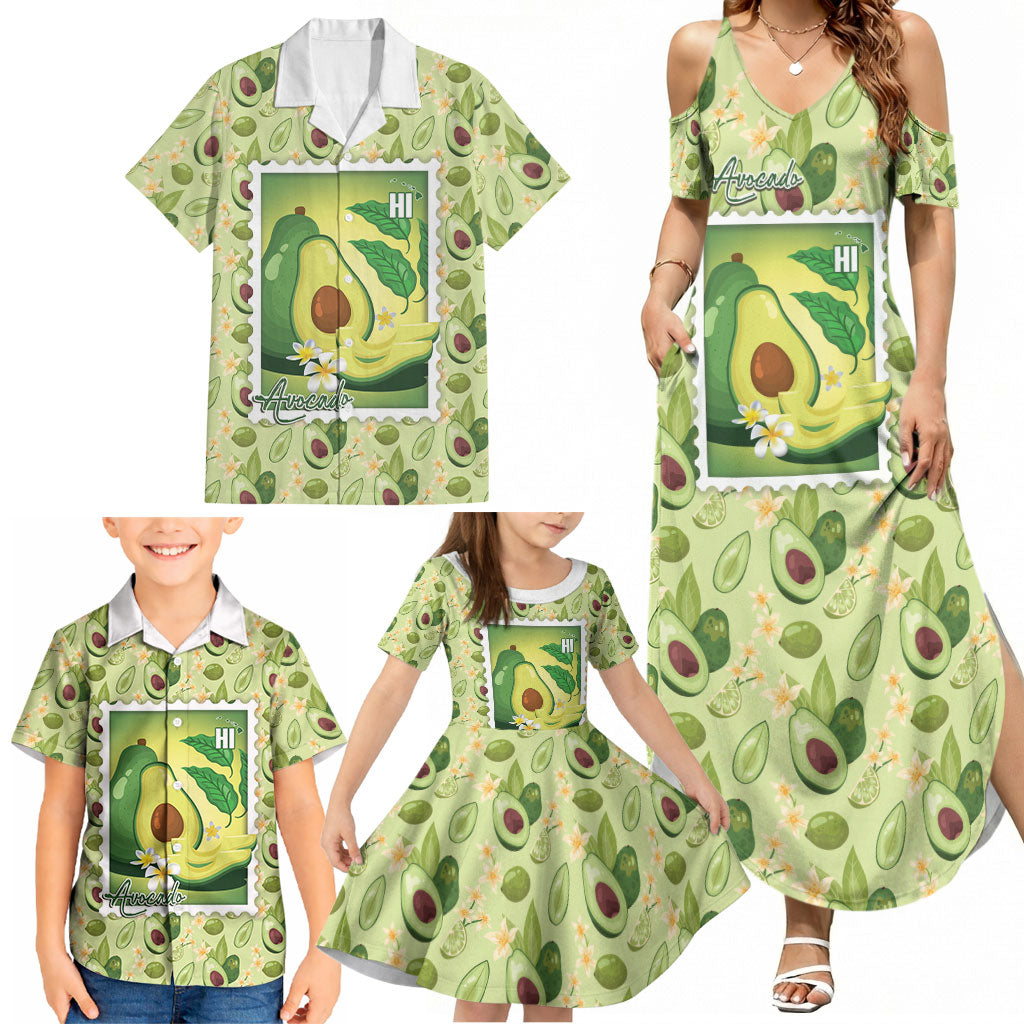 Aloha Hawaii Avocado Family Matching Summer Maxi Dress and Hawaiian Shirt Hawaiian Fruit Stylized Stamp LT14 - Polynesian Pride