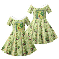 Aloha Hawaii Avocado Family Matching Summer Maxi Dress and Hawaiian Shirt Hawaiian Fruit Stylized Stamp LT14 Daughter's Dress Green - Polynesian Pride