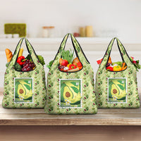 Aloha Hawaii Avocado Grocery Bag Hawaiian Fruit Stylized Stamp LT14 3-pack One Size Green - Polynesian Pride