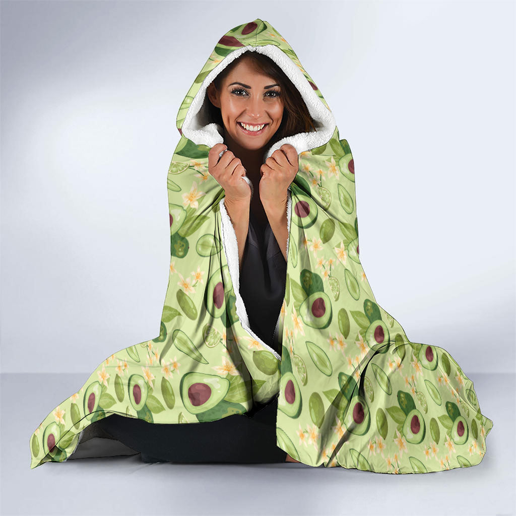 Aloha Hawaii Avocado Hooded Blanket Hawaiian Fruit Stylized Stamp LT14 - Polynesian Pride