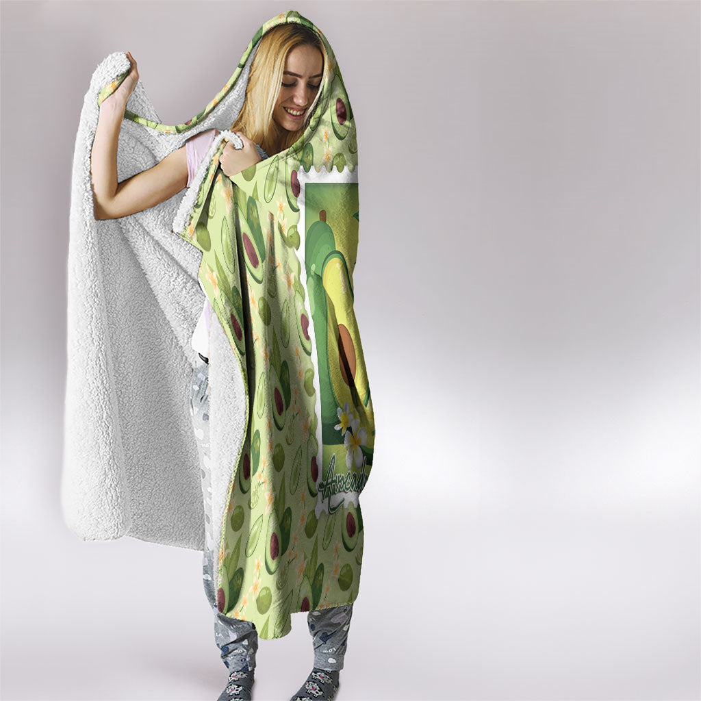 Aloha Hawaii Avocado Hooded Blanket Hawaiian Fruit Stylized Stamp LT14 - Polynesian Pride