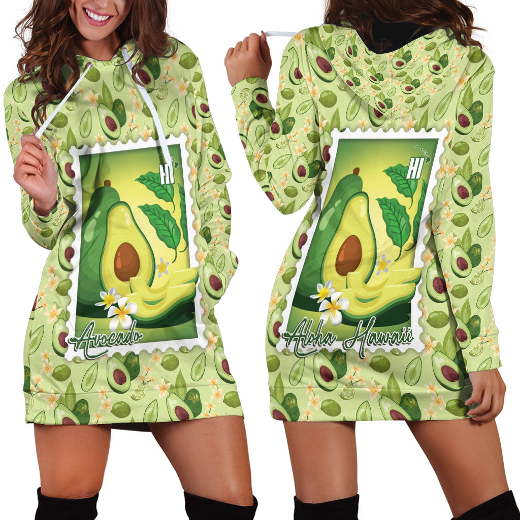 Aloha Hawaii Avocado Hoodie Dress Hawaiian Fruit Stylized Stamp LT14 - Polynesian Pride