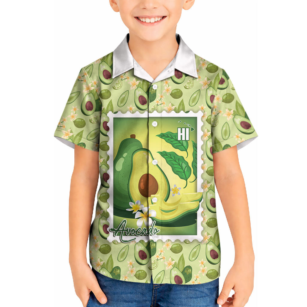 Aloha Hawaii Avocado Kid Hawaiian Shirt Hawaiian Fruit Stylized Stamp LT14 Kid Green - Polynesian Pride