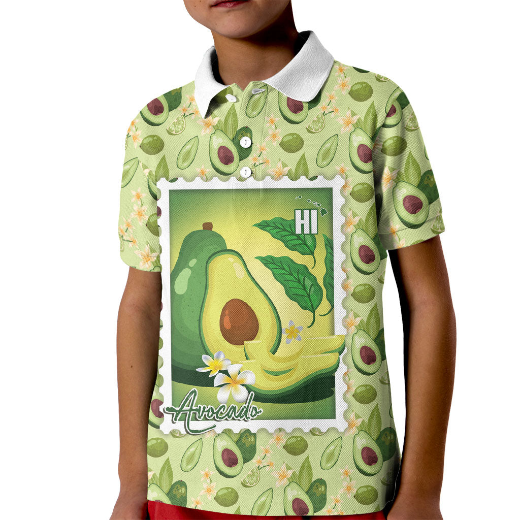 Aloha Hawaii Avocado Kid Polo Shirt Hawaiian Fruit Stylized Stamp LT14 Kid Green - Polynesian Pride