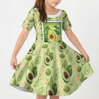 Aloha Hawaii Avocado Kid Short Sleeve Dress Hawaiian Fruit Stylized Stamp LT14 KID Green - Polynesian Pride