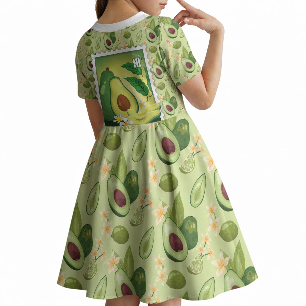 Aloha Hawaii Avocado Kid Short Sleeve Dress Hawaiian Fruit Stylized Stamp LT14 - Polynesian Pride