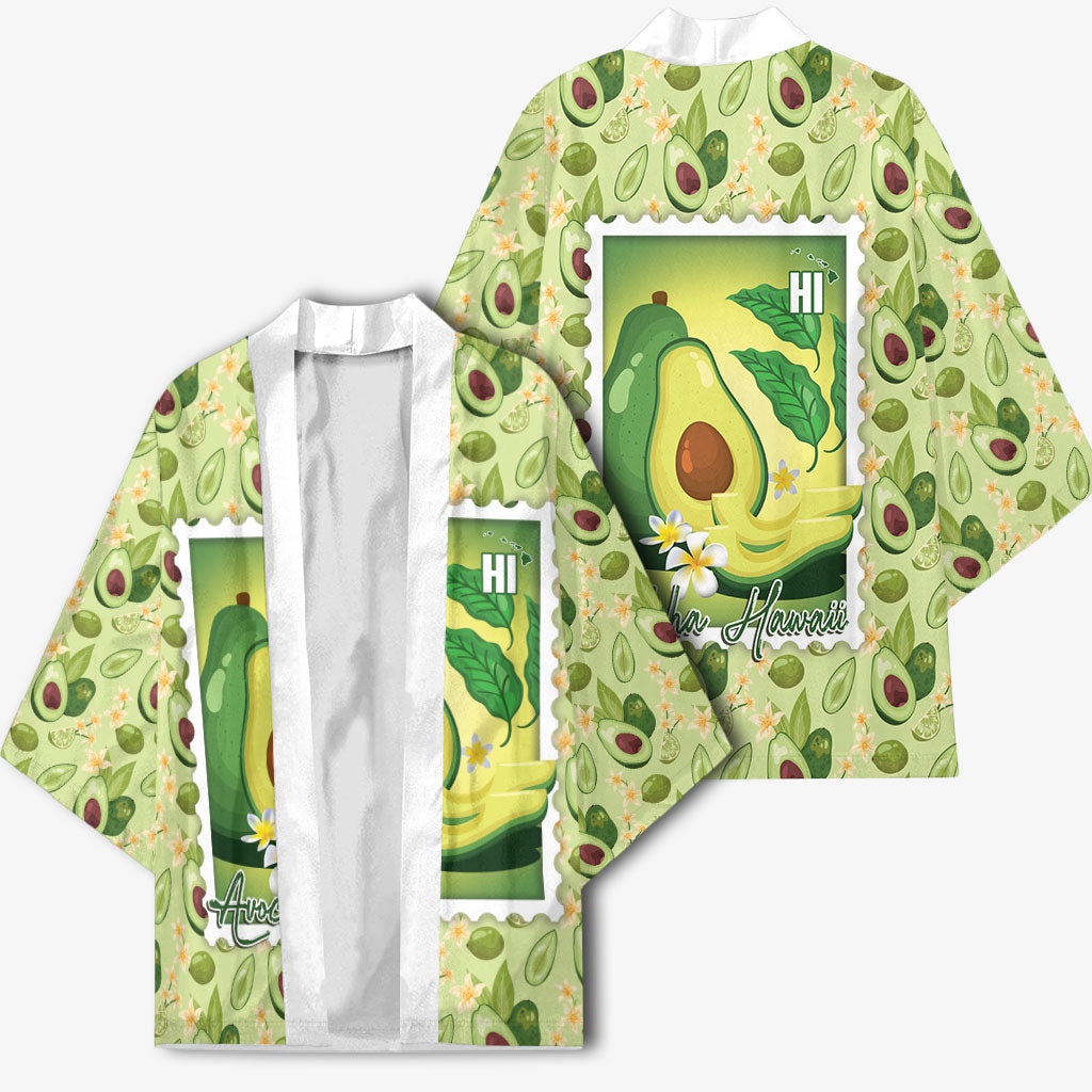 Aloha Hawaii Avocado Kimono Hawaiian Fruit Stylized Stamp LT14 - Polynesian Pride