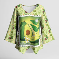 Aloha Hawaii Avocado Kimono Sleeve Blouse Hawaiian Fruit Stylized Stamp LT14 Female Green - Polynesian Pride
