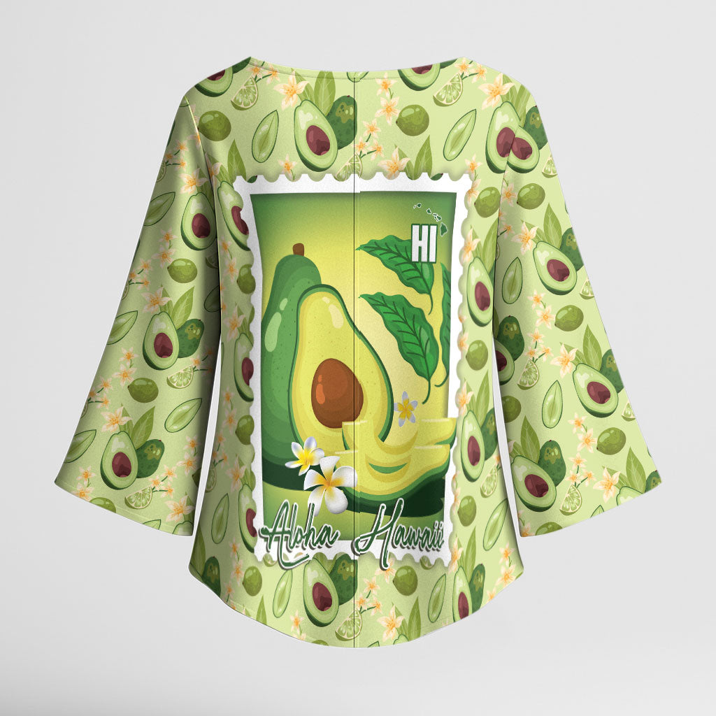 Aloha Hawaii Avocado Kimono Sleeve Blouse Hawaiian Fruit Stylized Stamp LT14 - Polynesian Pride