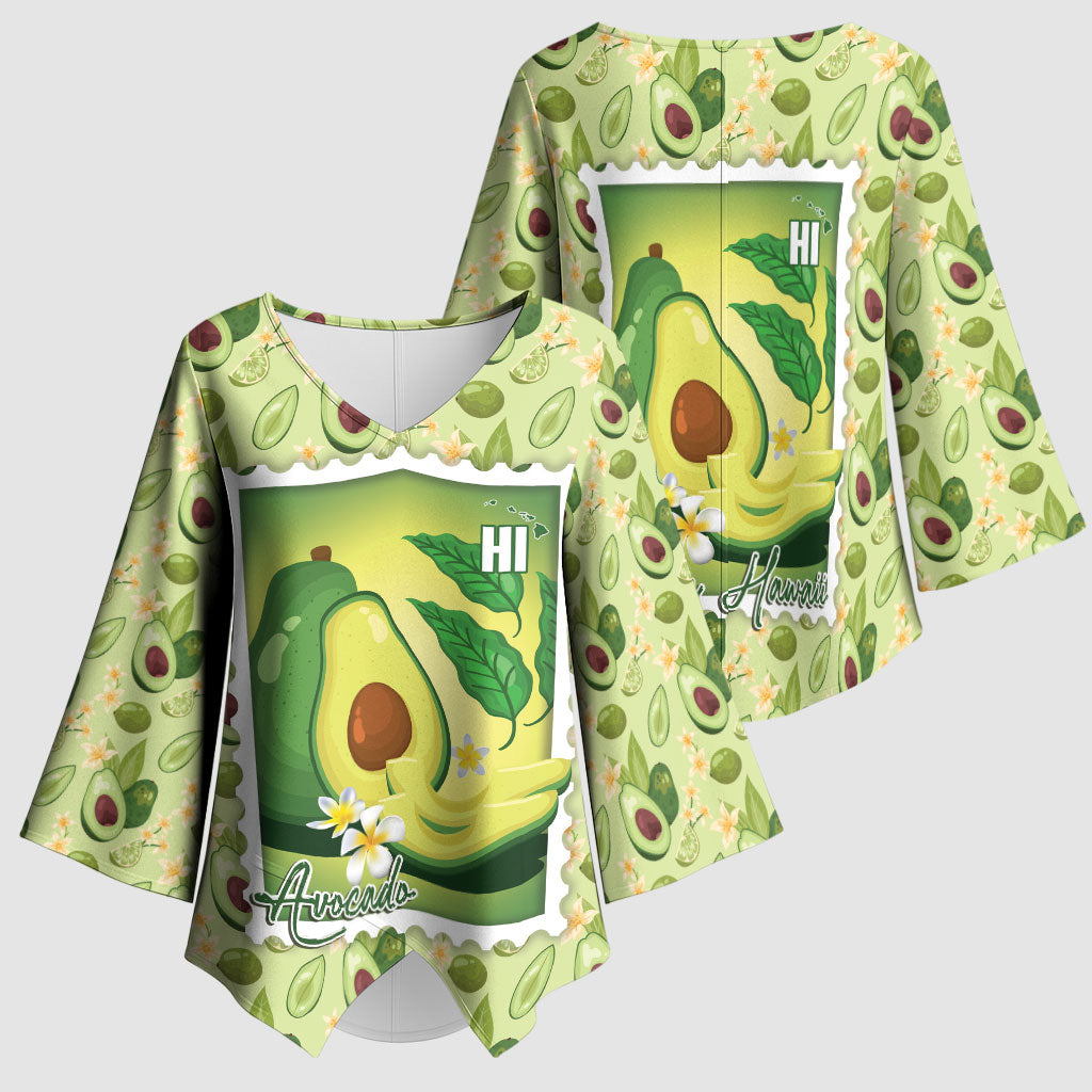 Aloha Hawaii Avocado Kimono Sleeve Blouse Hawaiian Fruit Stylized Stamp LT14 - Polynesian Pride