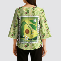 Aloha Hawaii Avocado Kimono Sleeve Blouse Hawaiian Fruit Stylized Stamp LT14 - Polynesian Pride