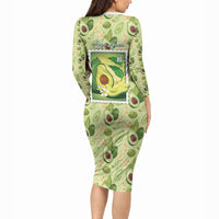 Aloha Hawaii Avocado Long Sleeve Bodycon Dress Hawaiian Fruit Stylized Stamp LT14 - Polynesian Pride