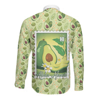 Aloha Hawaii Avocado Long Sleeve Button Shirt Hawaiian Fruit Stylized Stamp LT14 - Polynesian Pride