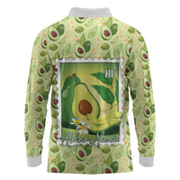 Aloha Hawaii Avocado Long Sleeve Polo Shirt Hawaiian Fruit Stylized Stamp LT14 - Polynesian Pride