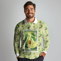 Aloha Hawaii Avocado Long Sleeve Polo Shirt Hawaiian Fruit Stylized Stamp LT14 - Polynesian Pride