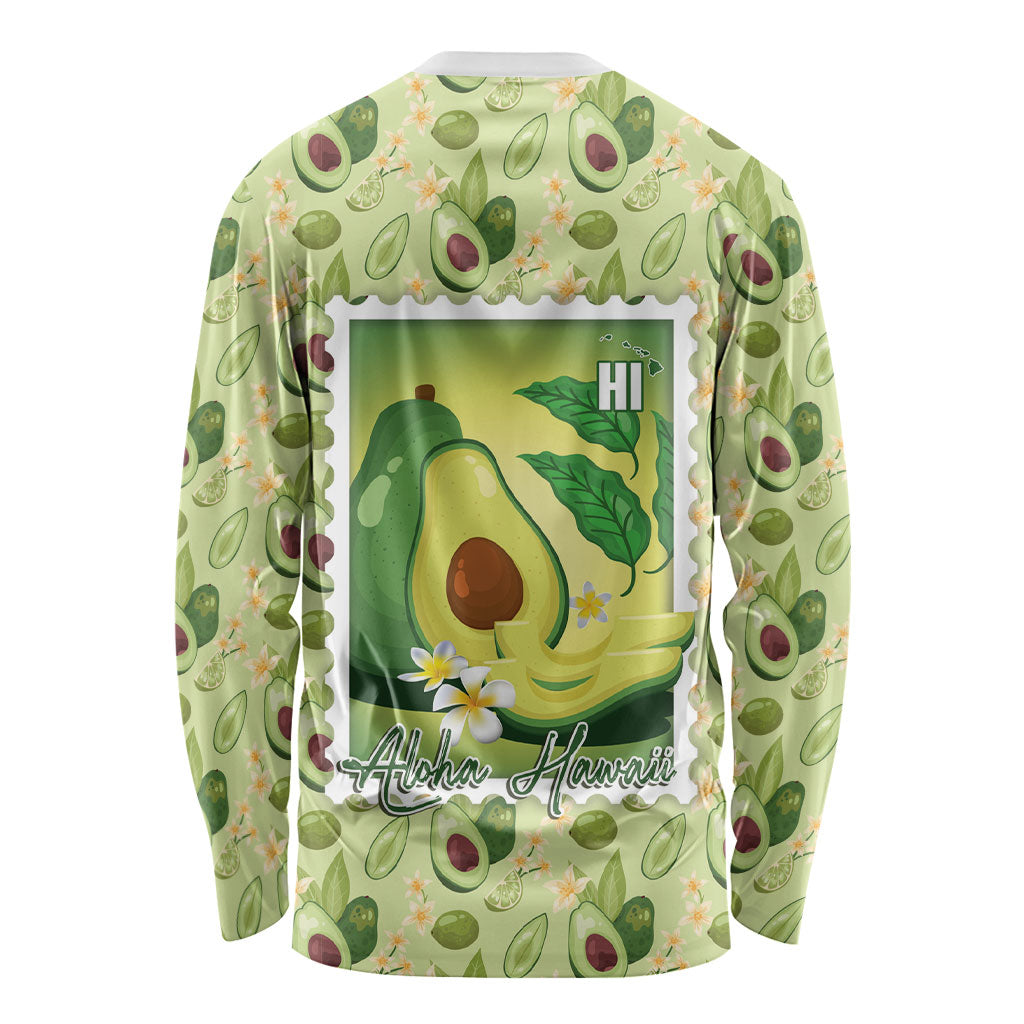 Aloha Hawaii Avocado Long Sleeve Shirt Hawaiian Fruit Stylized Stamp LT14 - Polynesian Pride