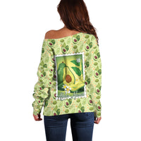 Aloha Hawaii Avocado Off Shoulder Sweater Hawaiian Fruit Stylized Stamp LT14 - Polynesian Pride