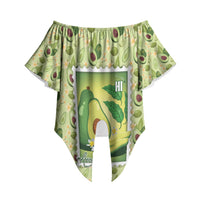 Aloha Hawaii Avocado Off Shoulder Wrap Waist Top Hawaiian Fruit Stylized Stamp LT14 - Polynesian Pride