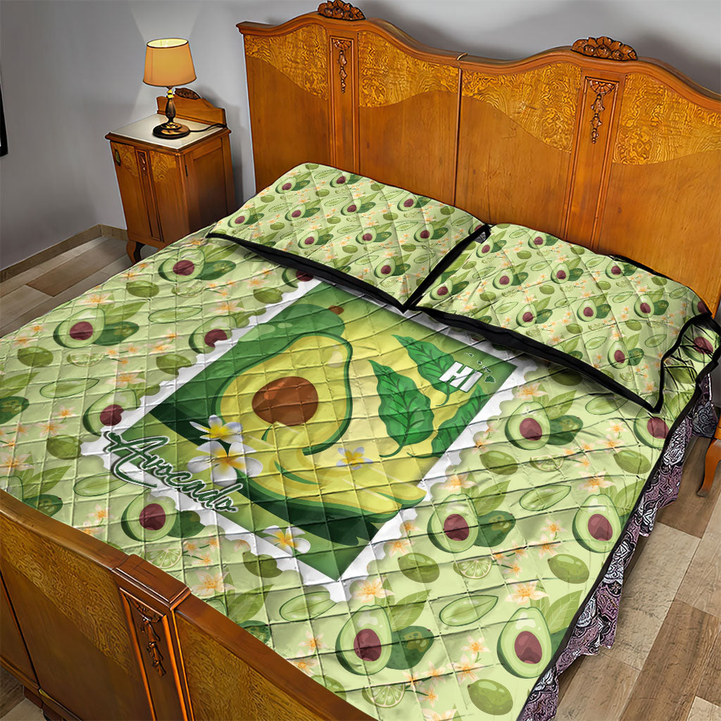 Aloha Hawaii Avocado Quilt Bed Set Hawaiian Fruit Stylized Stamp LT14 - Polynesian Pride