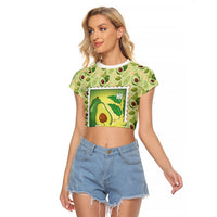 Aloha Hawaii Avocado Raglan Cropped T Shirt Hawaiian Fruit Stylized Stamp LT14 Female Green - Polynesian Pride