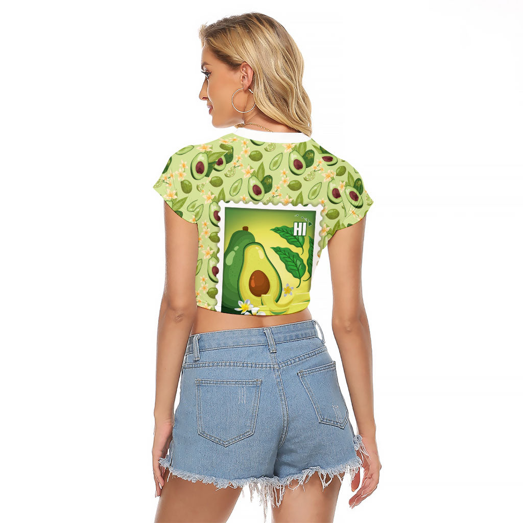 Aloha Hawaii Avocado Raglan Cropped T Shirt Hawaiian Fruit Stylized Stamp LT14 - Polynesian Pride