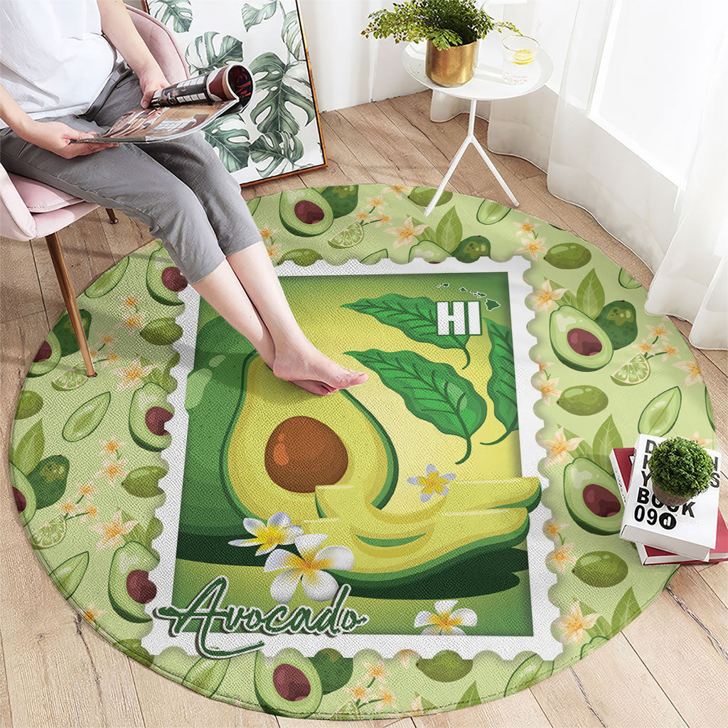Aloha Hawaii Avocado Round Carpet Hawaiian Fruit Stylized Stamp LT14 - Polynesian Pride