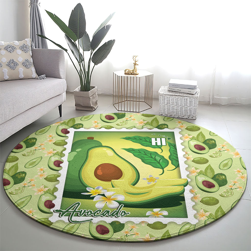 Aloha Hawaii Avocado Round Carpet Hawaiian Fruit Stylized Stamp LT14 - Polynesian Pride