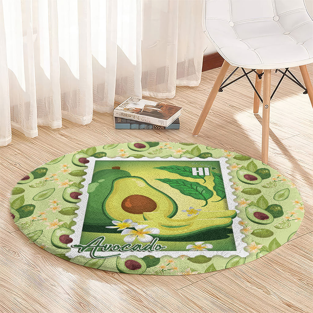 Aloha Hawaii Avocado Round Carpet Hawaiian Fruit Stylized Stamp LT14 - Polynesian Pride