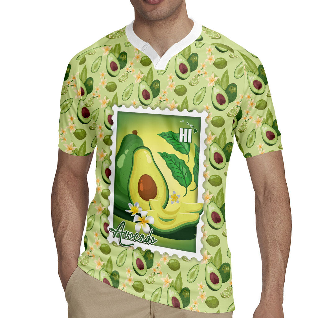 Aloha Hawaii Avocado Rugby Jersey Hawaiian Fruit Stylized Stamp LT14 - Polynesian Pride
