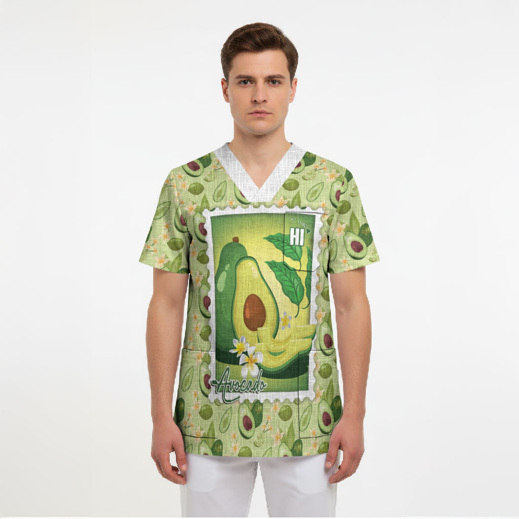 Aloha Hawaii Avocado Scrub Top Hawaiian Fruit Stylized Stamp LT14 - Polynesian Pride