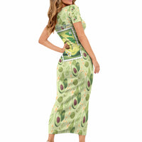Aloha Hawaii Avocado Short Sleeve Bodycon Dress Hawaiian Fruit Stylized Stamp LT14 - Polynesian Pride