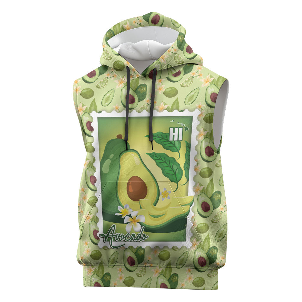 Aloha Hawaii Avocado Sleeveless Hoodie Hawaiian Fruit Stylized Stamp LT14 Green - Polynesian Pride