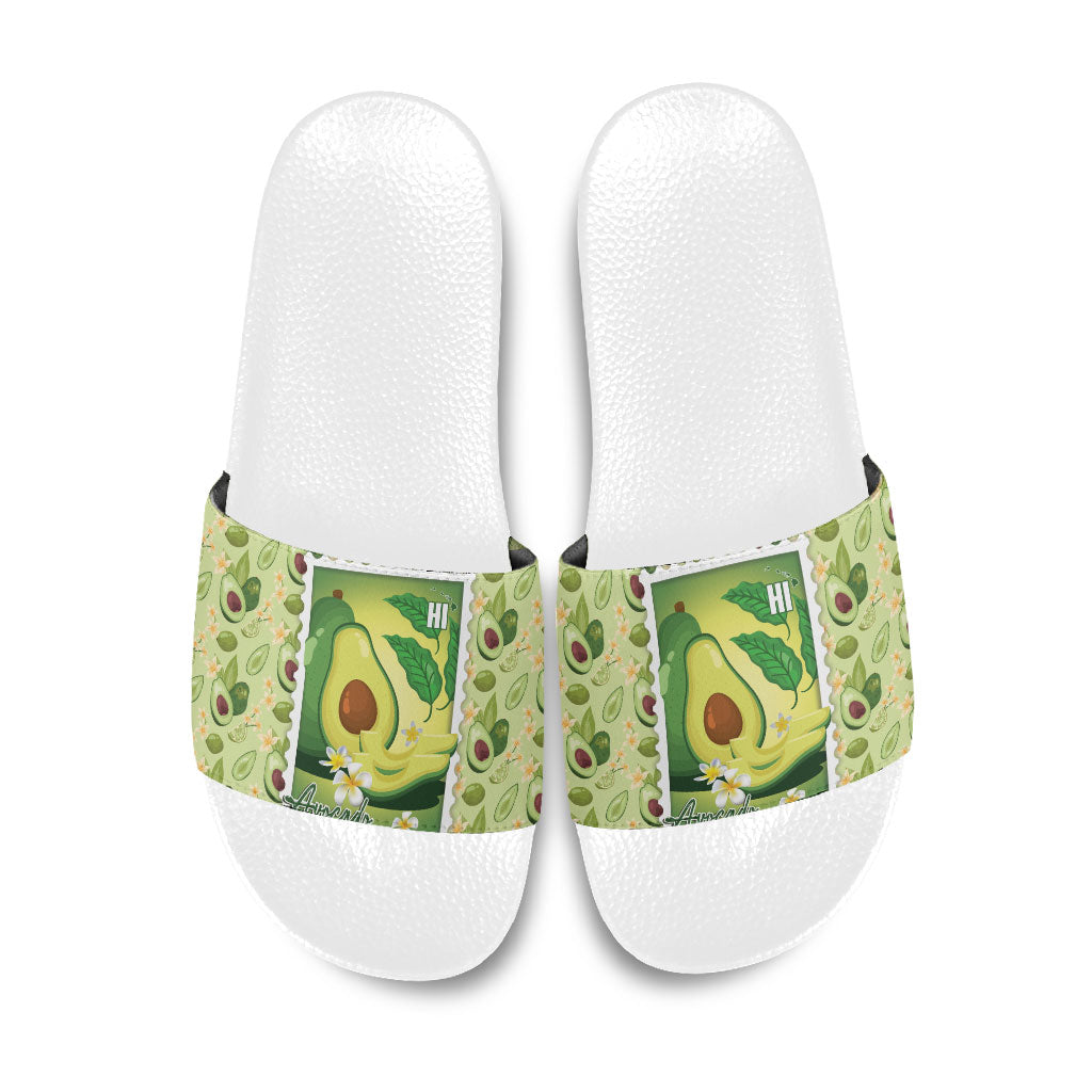 Aloha Hawaii Avocado Slide Sandals Hawaiian Fruit Stylized Stamp LT14 Green - Polynesian Pride