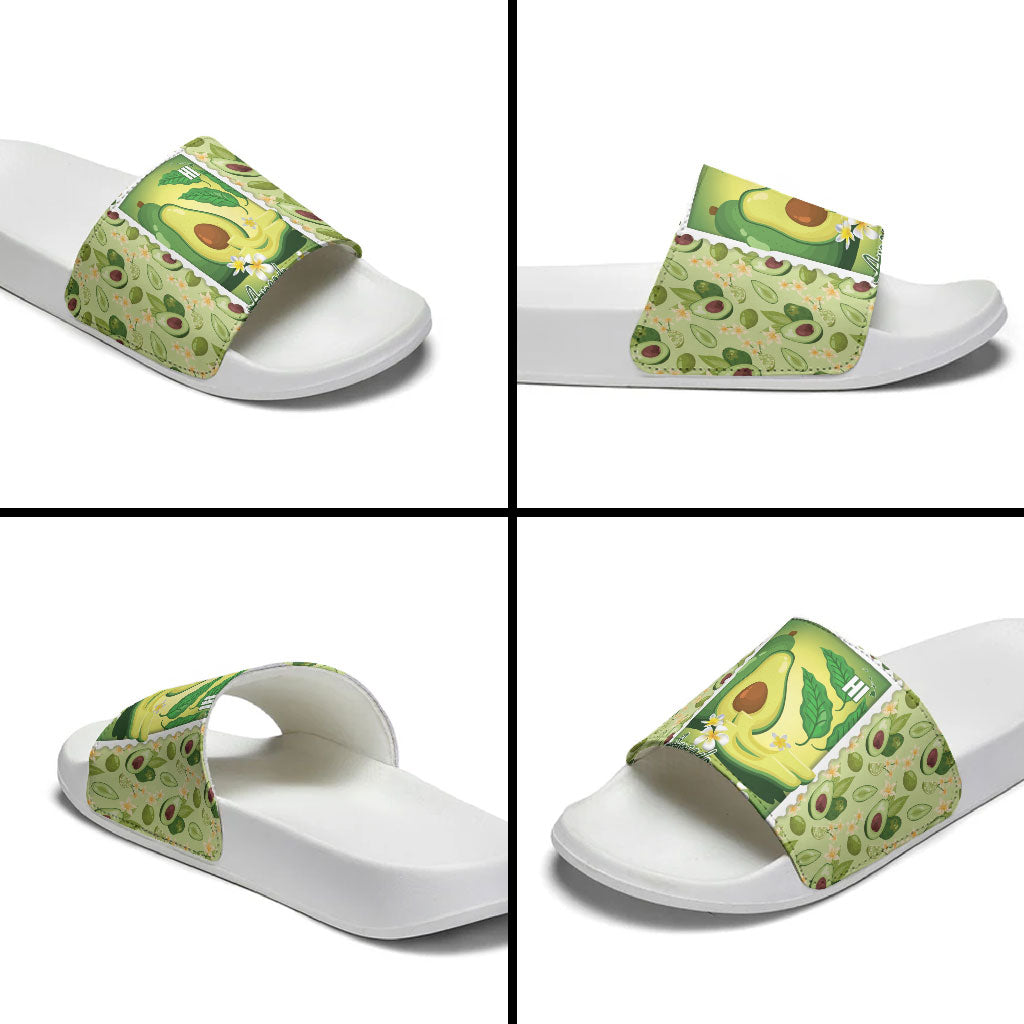 Aloha Hawaii Avocado Slide Sandals Hawaiian Fruit Stylized Stamp LT14 - Polynesian Pride