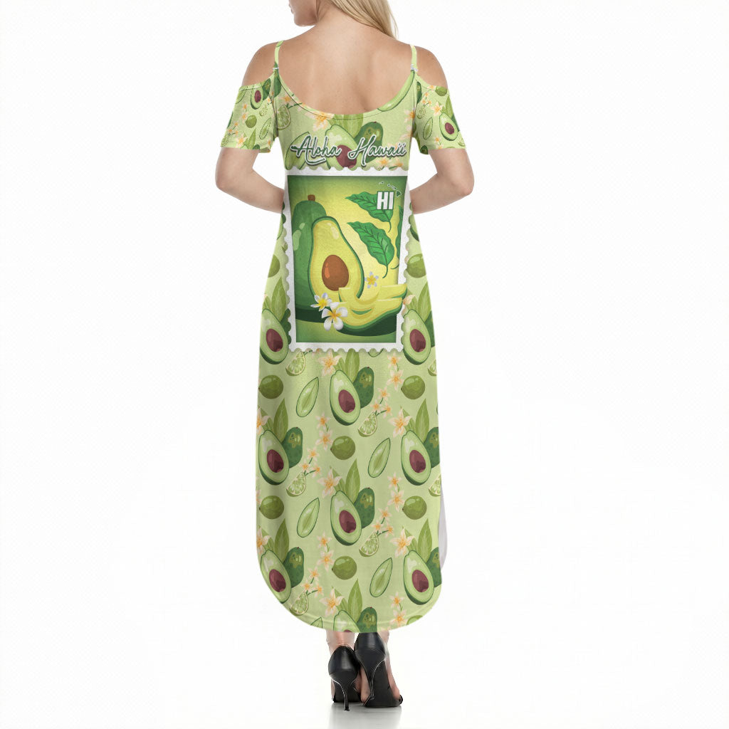 Aloha Hawaii Avocado Summer Maxi Dress Hawaiian Fruit Stylized Stamp LT14 - Polynesian Pride
