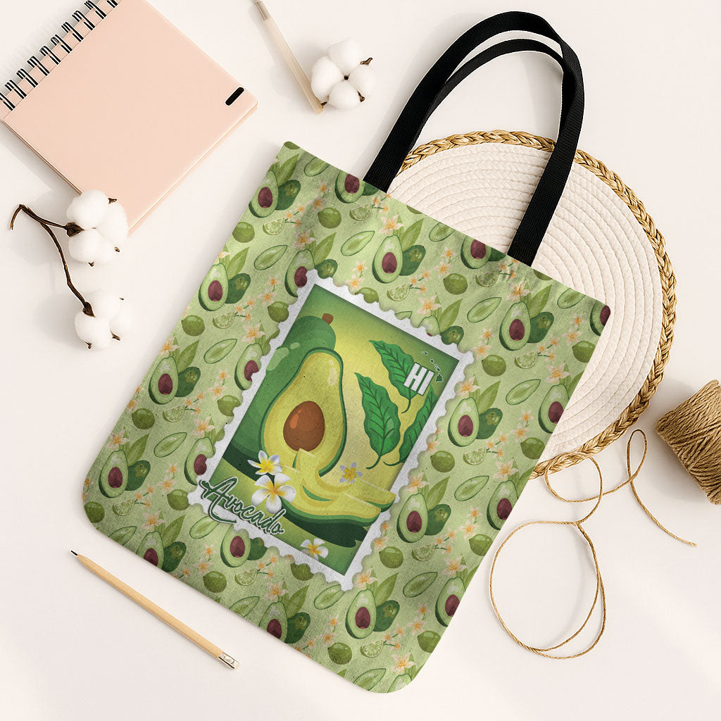 Aloha Hawaii Avocado Tote Bag Hawaiian Fruit Stylized Stamp