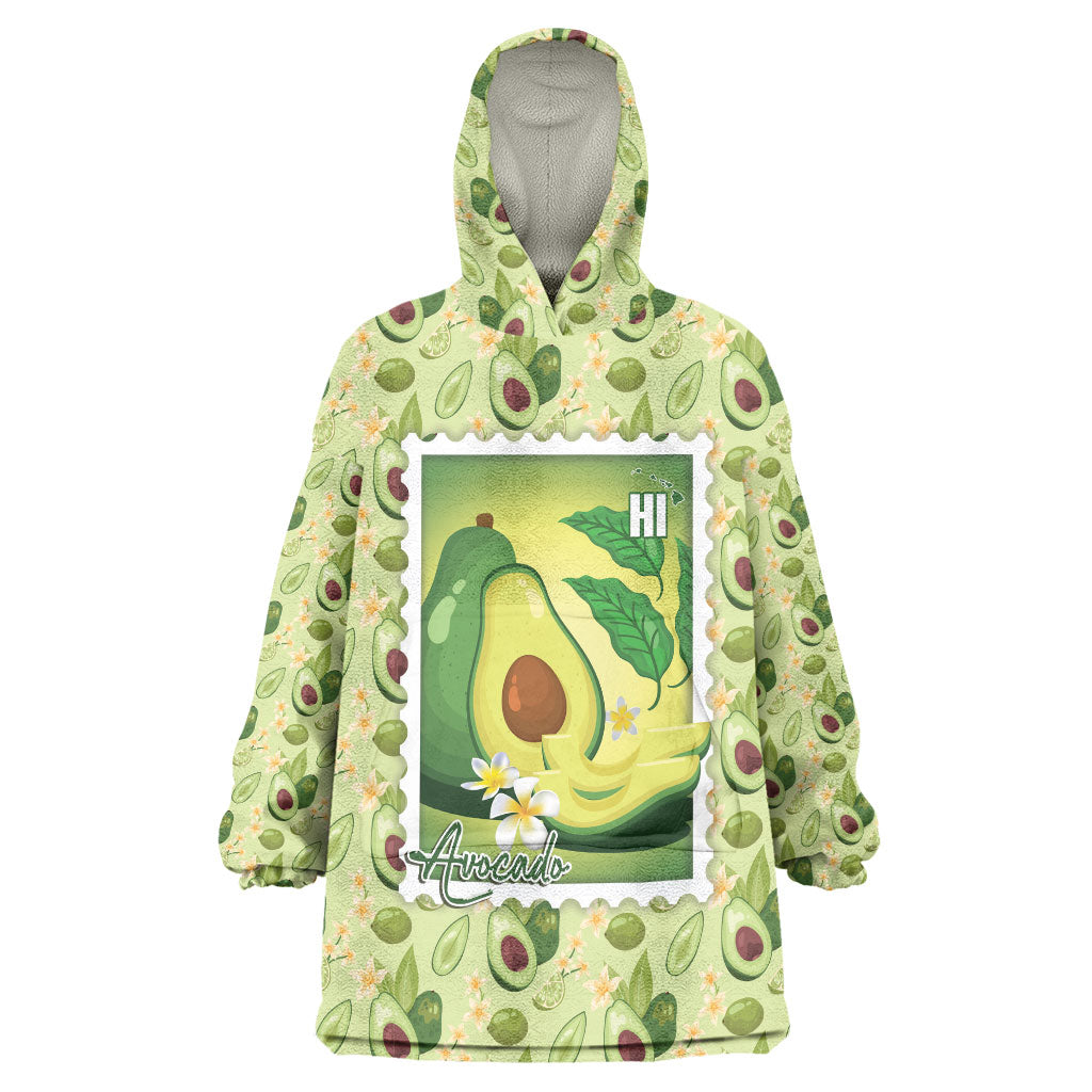 Aloha Hawaii Avocado Wearable Blanket Hoodie Hawaiian Fruit Stylized Stamp LT14 One Size Green - Polynesian Pride