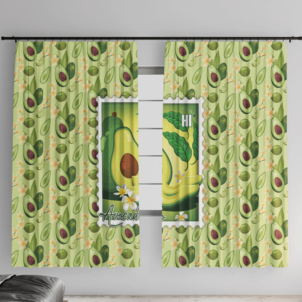 Aloha Hawaii Avocado Window Curtain Hawaiian Fruit Stylized Stamp LT14 With Hooks Green - Polynesian Pride