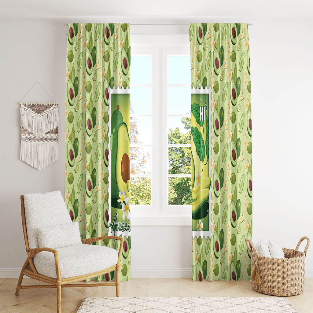 Aloha Hawaii Avocado Window Curtain Hawaiian Fruit Stylized Stamp LT14 - Polynesian Pride