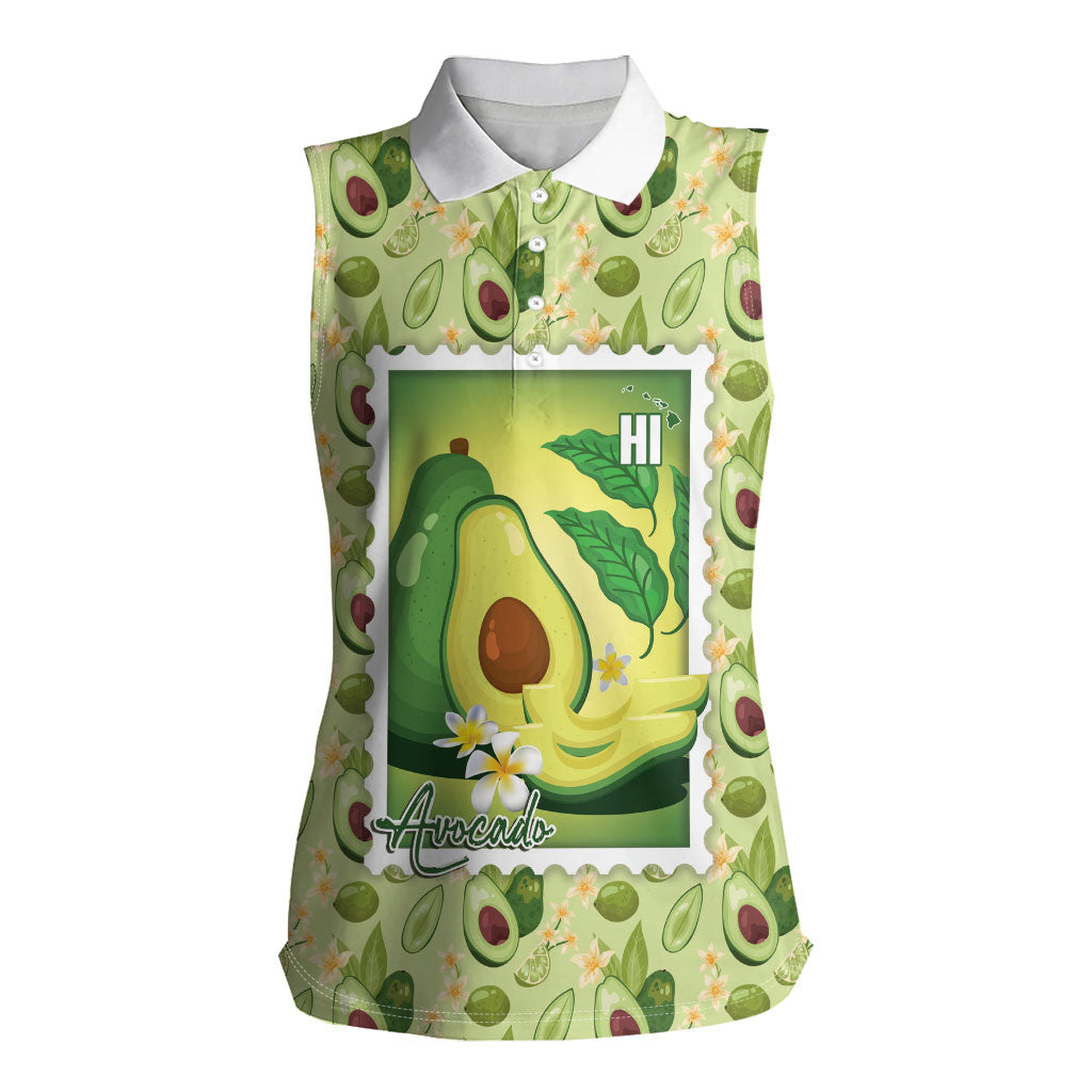 Aloha Hawaii Avocado Women Sleeveless Polo Shirt Hawaiian Fruit Stylized Stamp LT14 Female Green - Polynesian Pride
