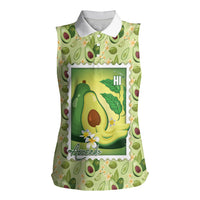 Aloha Hawaii Avocado Women Sleeveless Polo Shirt Hawaiian Fruit Stylized Stamp LT14 Female Green - Polynesian Pride