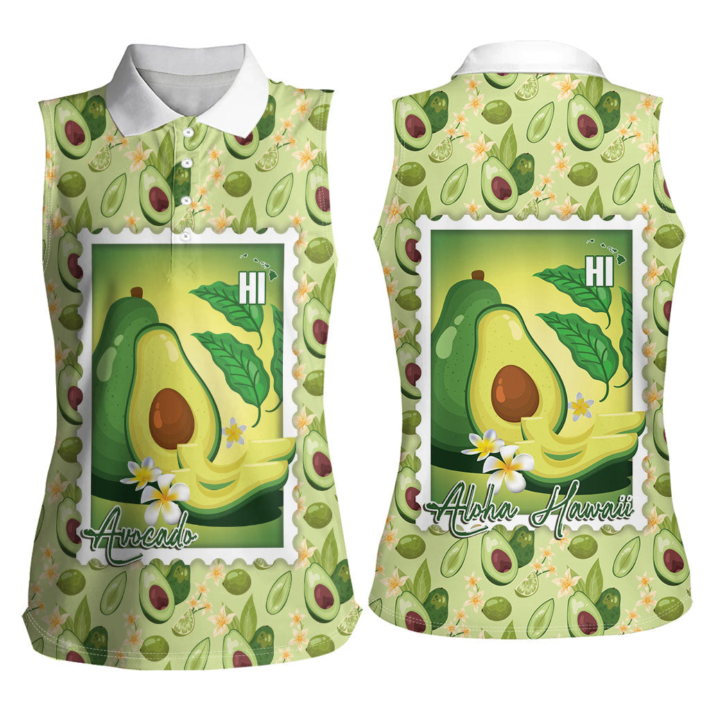 Aloha Hawaii Avocado Women Sleeveless Polo Shirt Hawaiian Fruit Stylized Stamp LT14 - Polynesian Pride