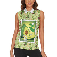Aloha Hawaii Avocado Women Sleeveless Polo Shirt Hawaiian Fruit Stylized Stamp LT14 - Polynesian Pride