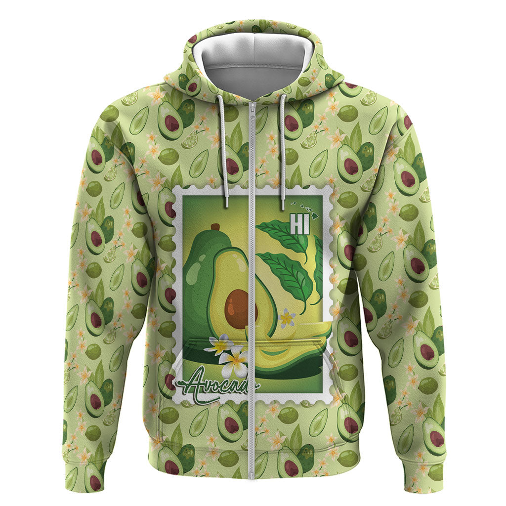 Aloha Hawaii Avocado Zip Hoodie Hawaiian Fruit Stylized Stamp LT14 Zip Hoodie Green - Polynesian Pride
